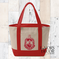 Red Cream Canvas Tote