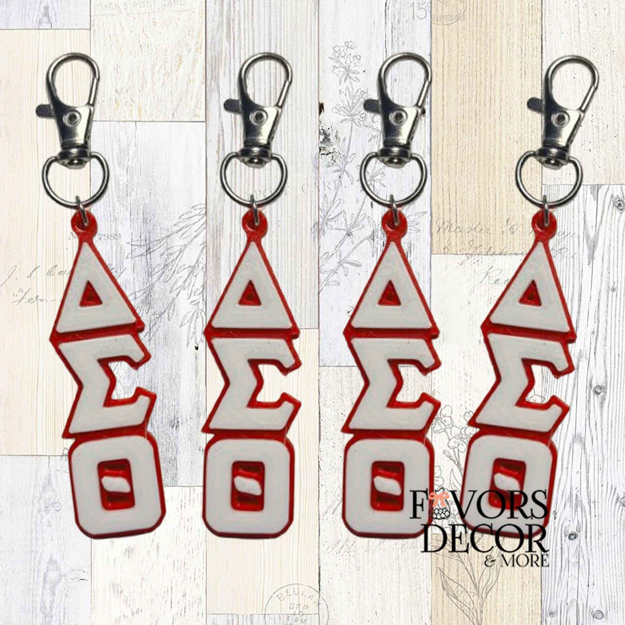 Zipper Pulls - Delta Sigma Theta | Red and White Greek Letters