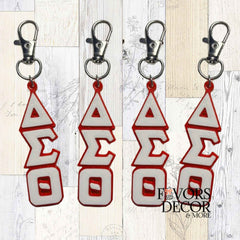 Zipper Pulls - Delta Sigma Theta | Red and White Greek Letters