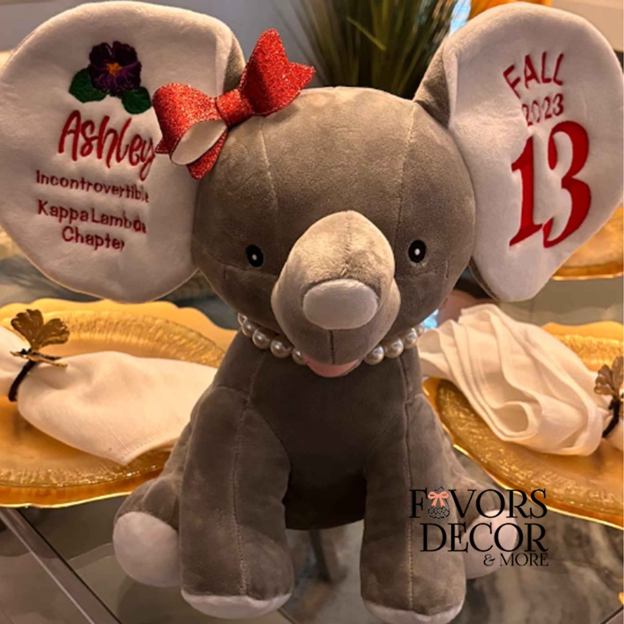 Copy of Plush Stuffed Animal Delta Sigma Theta Sorority Keepsake Personalized Elephant