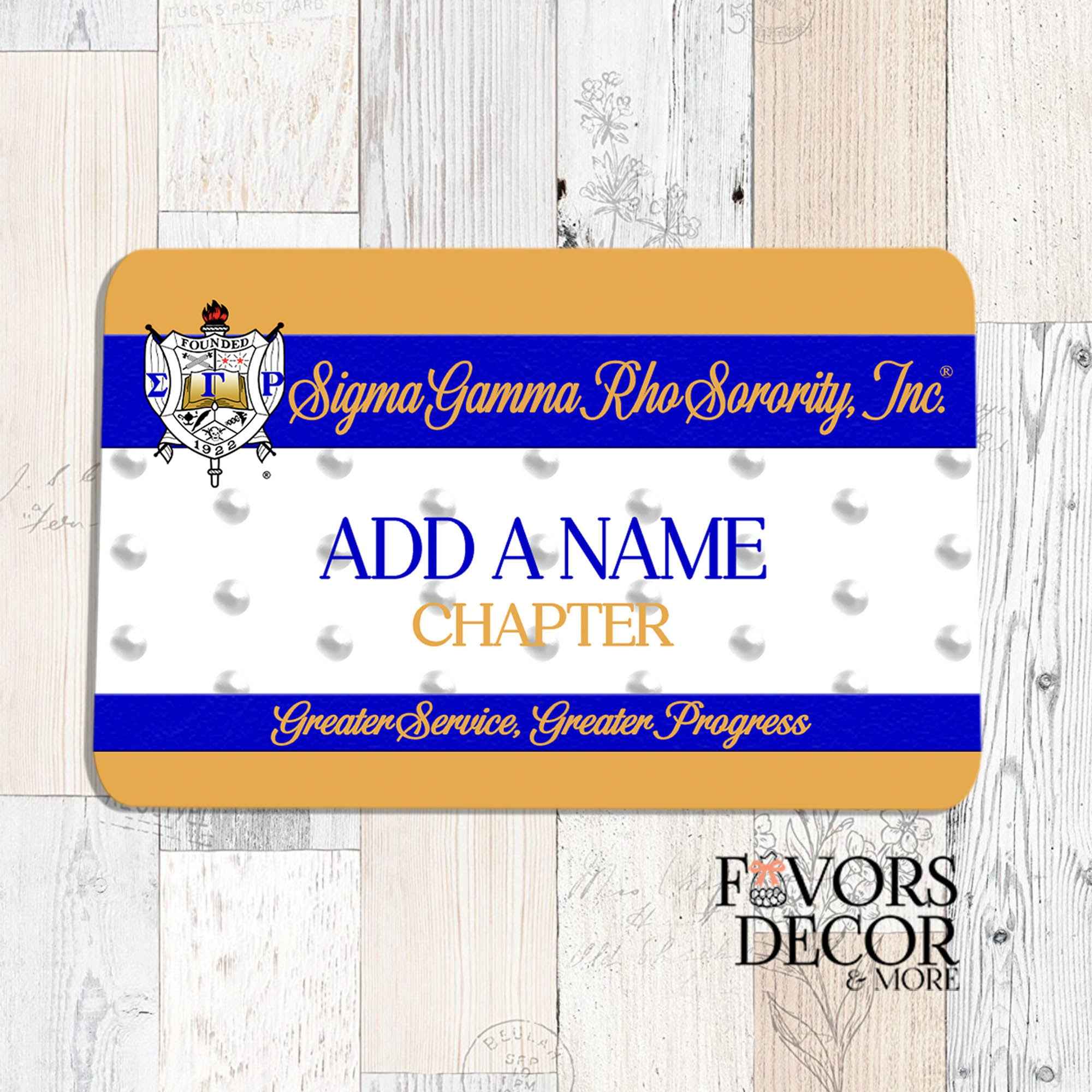 Name Badge - Sigma Gamma Rho Sorority | Design III Personalized