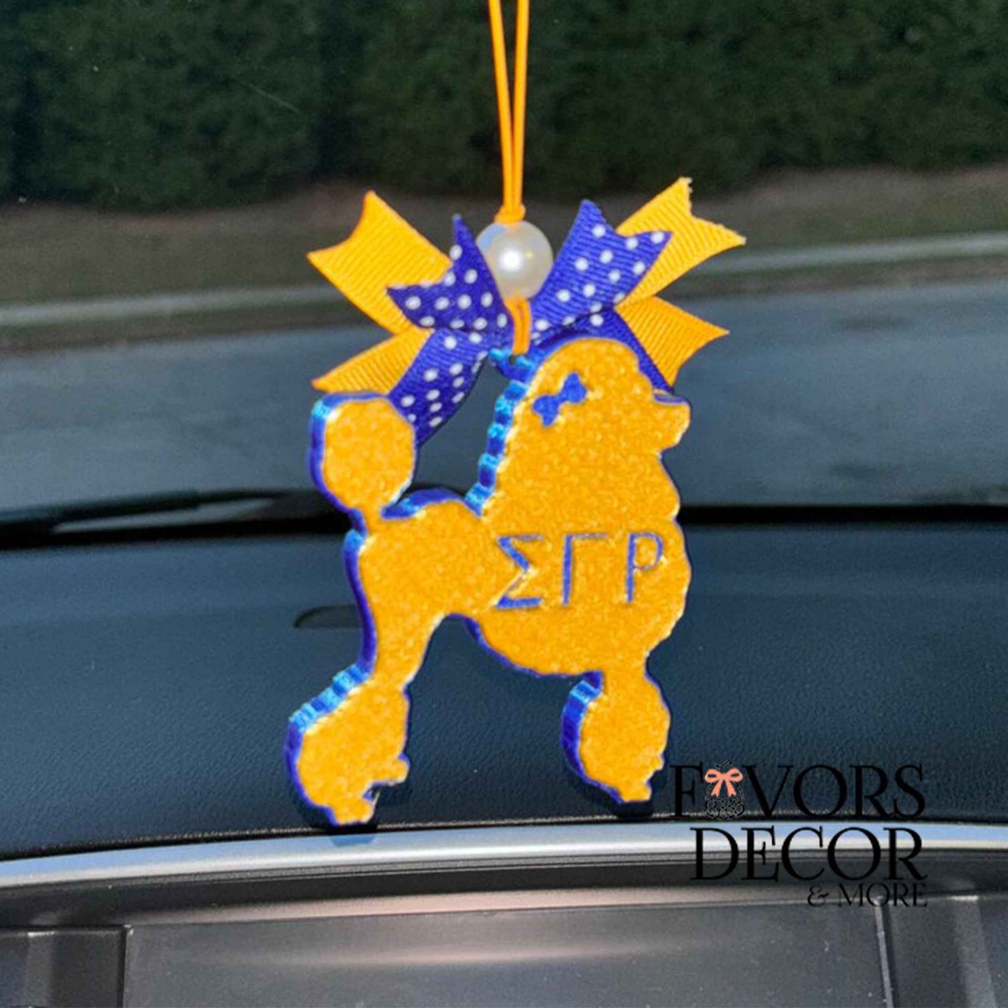 Car Charm - Sigma Gamma Rho | Golden Poodle Greek Letters