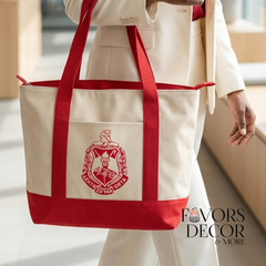 Tote Bag - Delta Sigma Theta Simple Canvas Tote Bag with Crest