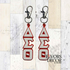 Zipper Pulls - Delta Sigma Theta | Red and White Greek Letters