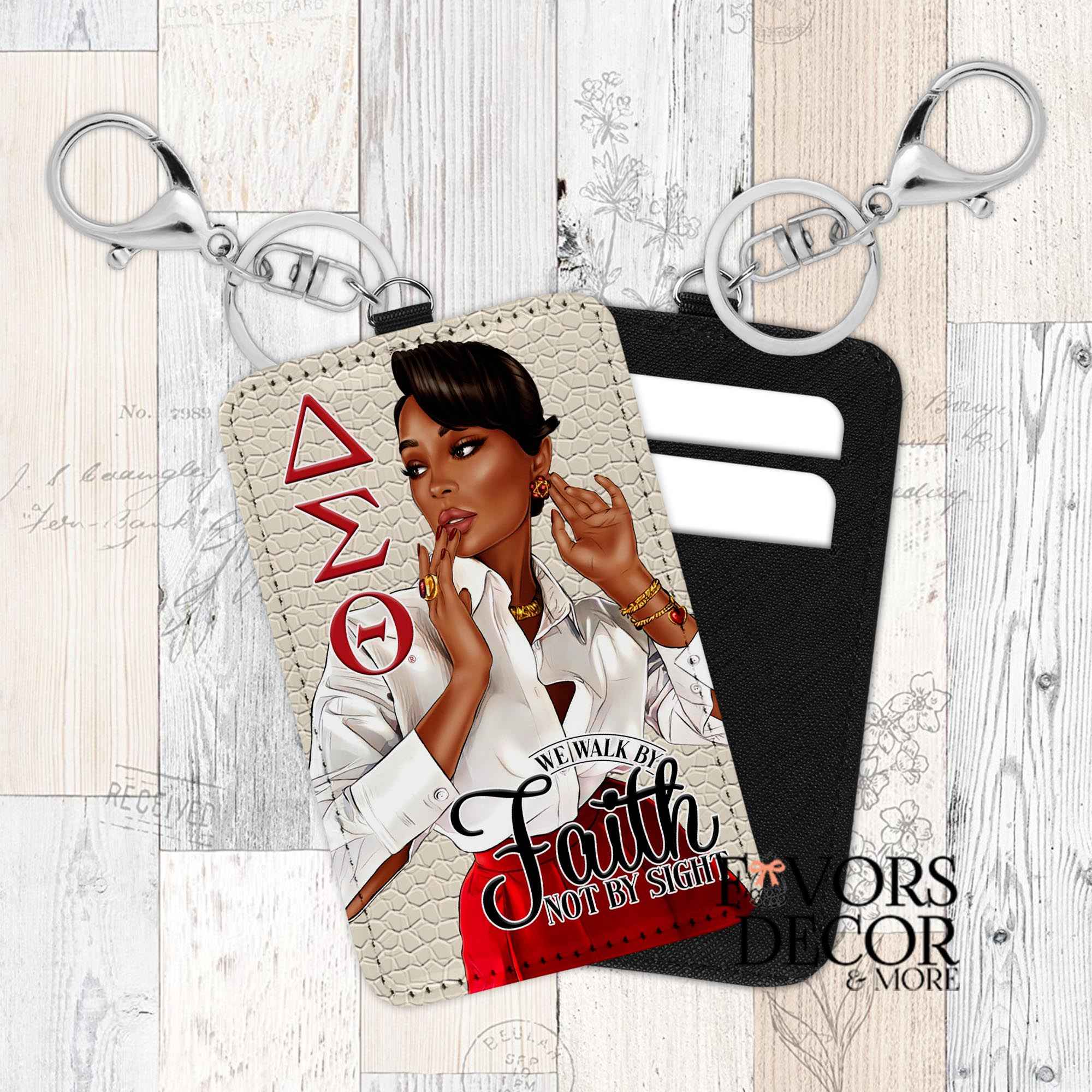 Card Holder Keychain We Walk by Faith Delta Sigma Theta