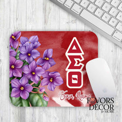 Mouse Pad - African Violets and Greek Letters Delta Sigma Theta Sorority