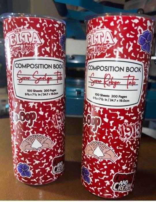 Tumbler - Delta Sigma Theta | Composition Notebook and Stickers Personalized