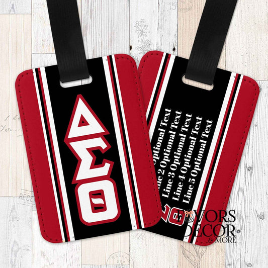 Luggage Tag - Delta Sigma Theta | Greek Letters Preppy Stripes Personalized - Favors Decor and More