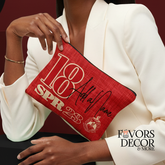 Sorority Member holding Crossing Pouch