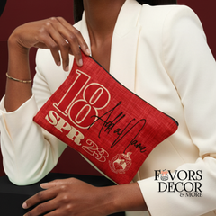 Sorority Member holding Crossing Pouch