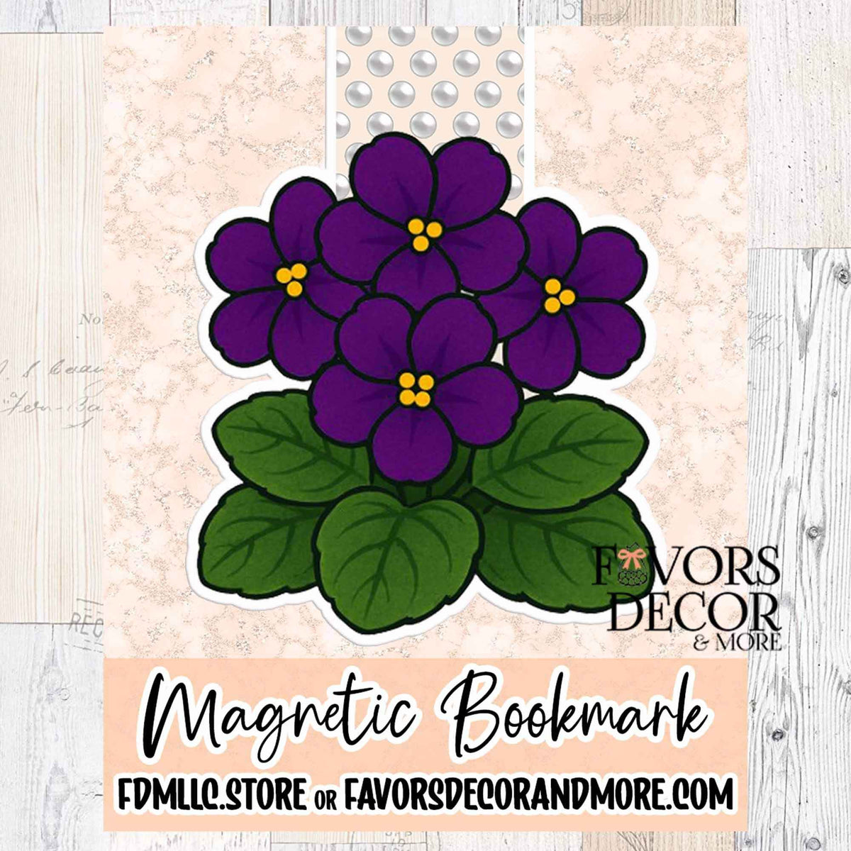 Magnetic Bookmark - Delta Sigma Theta | African Violets Magnetic Bookmark – Sorority-Inspired Floral Page Marker - Favors Decor and More