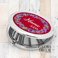 Compact Mirror - Delta Sigma Theta Sorority | African Violets Wreath Personalized - Favors Decor and More