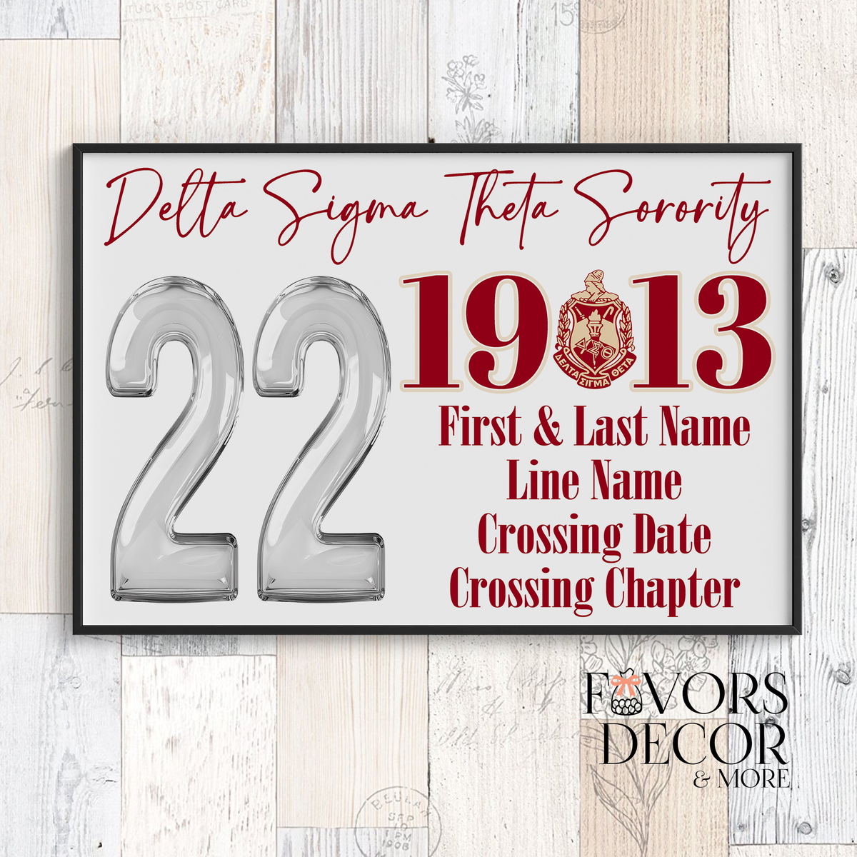 Poster - Delta Sigma Theta Crossing Poster Sorority Wall Art Keepsake Poster Clear Number
