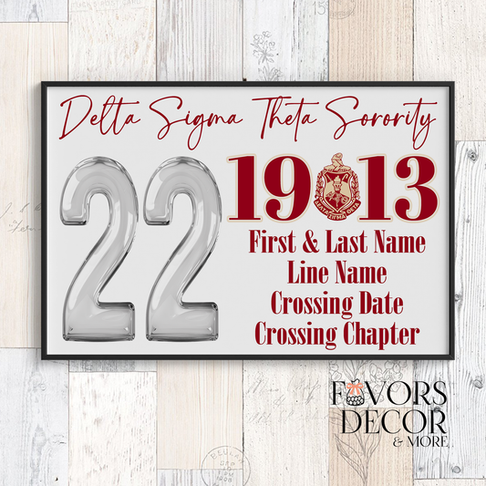 Poster - Delta Sigma Theta Crossing Poster Sorority Wall Art Keepsake Poster Clear Number