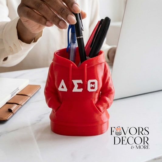 Pen Holder | Delta Sigma Theta Hoodie DST Desk Organizer | Sorority Office Decor | Red Hoodie Pencil Cup