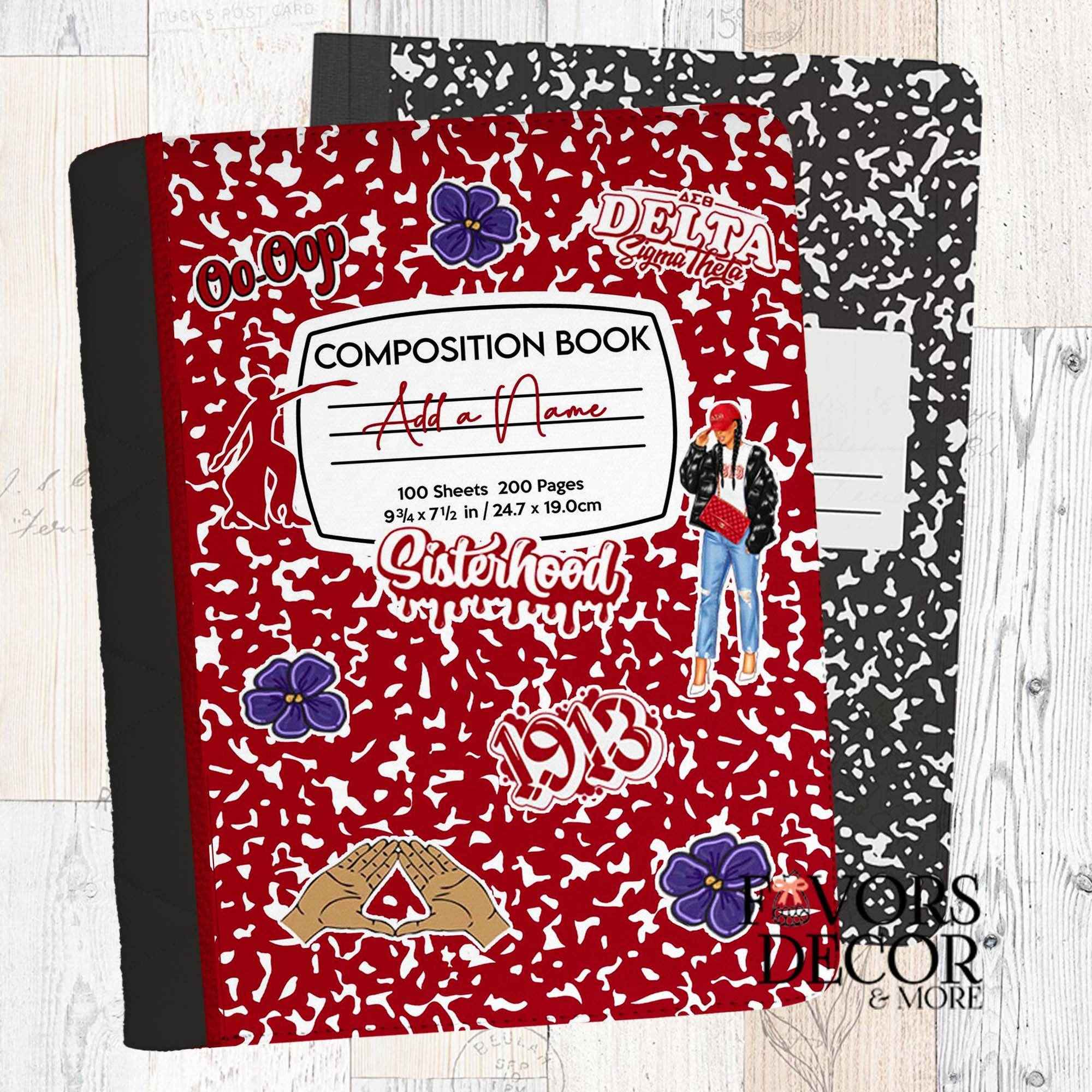 Composition Notebook Cover - Delta Sigma Theta® | Fabric Cover - Favors Decor and More