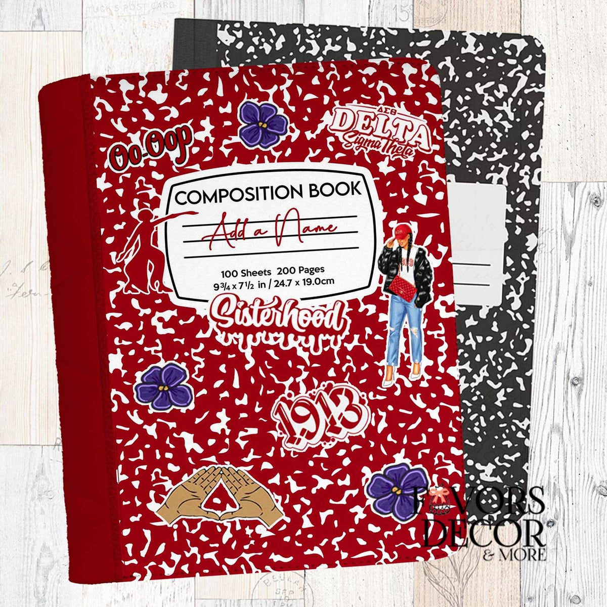 Composition Notebook Cover - Delta Sigma Theta® | Fabric Cover - Favors Decor and More