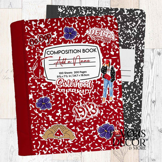 Composition Notebook Cover - Delta Sigma Theta® | Fabric Cover - Favors Decor and More
