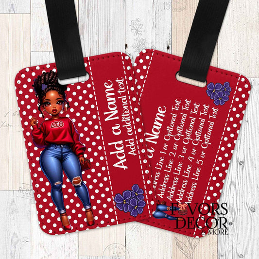 Luggage Tag - Delta Sigma Theta | Chibi Doll Personalized - Favors Decor and More