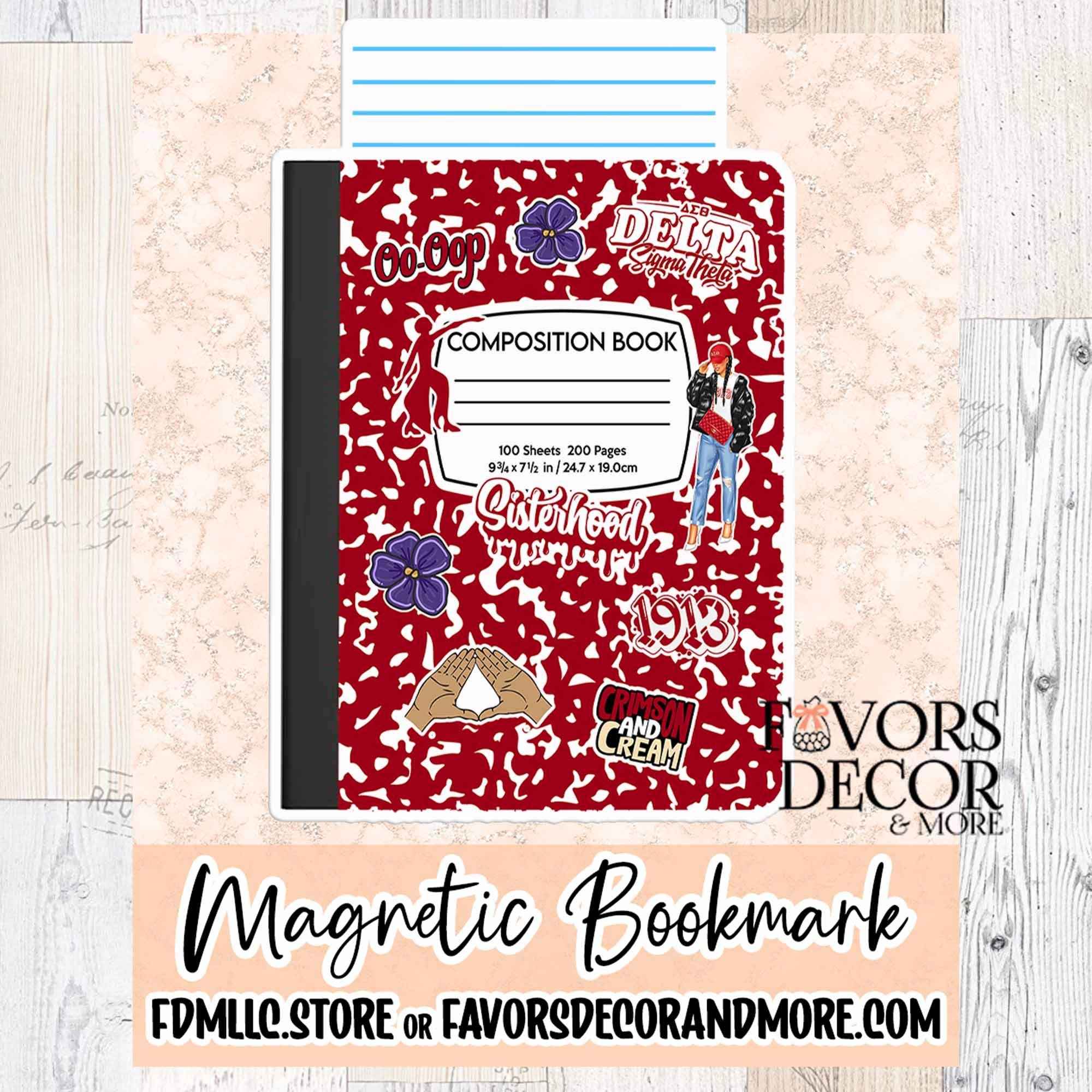 Magnetic Bookmark - Delta Sigma Theta | Composition Notebook Magnetic Bookmark - Favors Decor and More