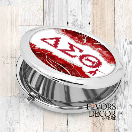 Compact Mirror - Delta Sigma Theta Sorority | Agate Greek Letters (Printed) - Favors Decor and More