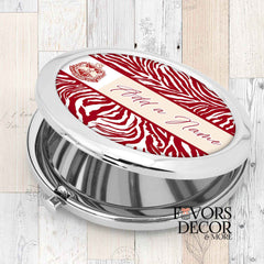 Compact Mirror - Delta Sigma Theta Sorority | Zebra Print Personalized - Favors Decor and More