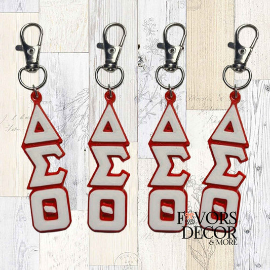 Zipper Pulls - Delta Sigma Theta | Red and White Greek Letters