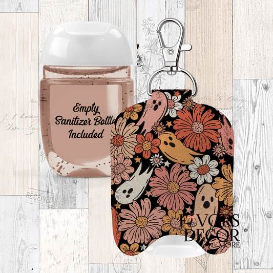 Hand Sanitizer Holder – Custom Printed Glitter Fabric Includes Empty Bottle - Favors Decor and More