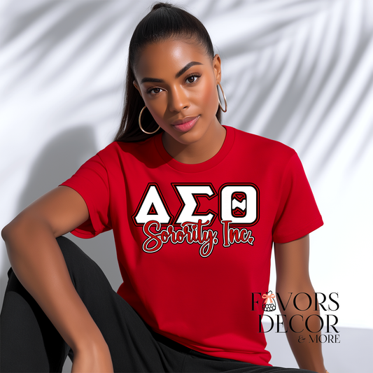 T Shirt - Delta Sigma Theta Greek Letters and Script