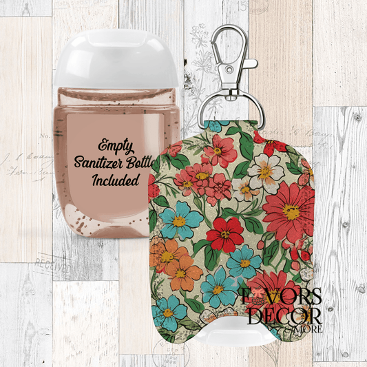 Hand Sanitizer Holder – Custom Printed Glitter Fabric Includes Empty Bottle - Favors Decor and More
