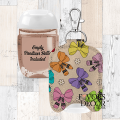 Hand Sanitizer Holder – Custom Printed Glitter Fabric Includes Empty Bottle - Favors Decor and More