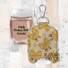 Hand Sanitizer Holder – Custom Printed Glitter Fabric Includes Empty Bottle - Favors Decor and More