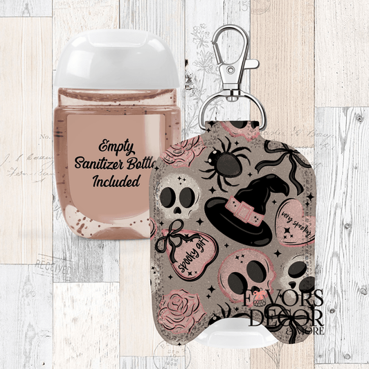 Hand Sanitizer Holder – Custom Printed Glitter Fabric Includes Empty Bottle - Favors Decor and More
