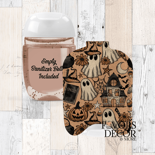 Hand Sanitizer Holder – Custom Printed Glitter Fabric Includes Empty Bottle - Favors Decor and More