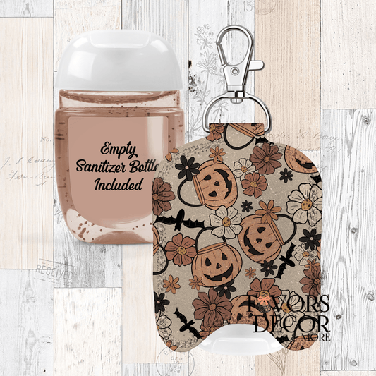 Hand Sanitizer Holder – Custom Printed Glitter Fabric Includes Empty Bottle - Favors Decor and More