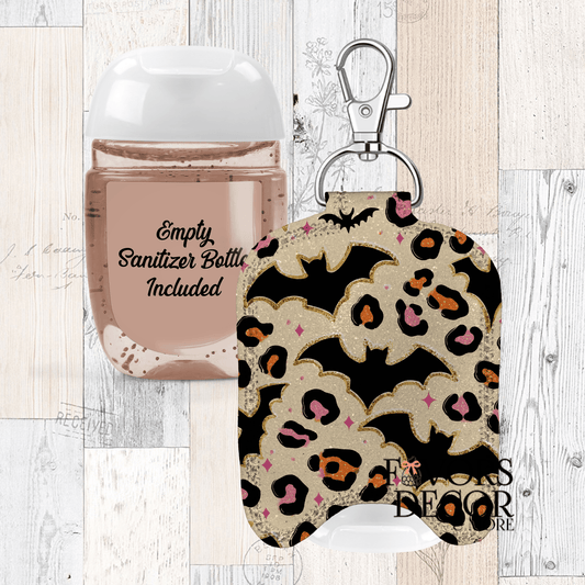 Hand Sanitizer Holder – Custom Printed Glitter Fabric Includes Empty Bottle - Favors Decor and More