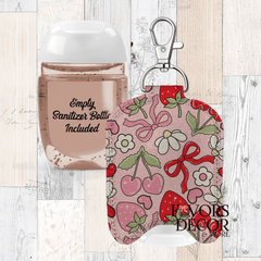 Hand Sanitizer Holder – Custom Printed Glitter Fabric Includes Empty Bottle - Favors Decor and More