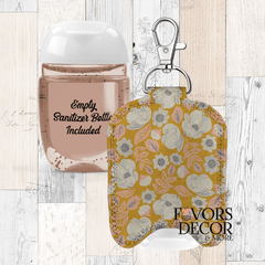 Hand Sanitizer Holder – Custom Printed Glitter Fabric Includes Empty Bottle - Favors Decor and More