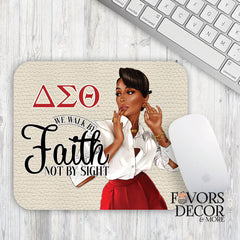 Mouse Pad | Alpha Kappa Alpha Sorority - Pink Tea Roses and Greek Letters