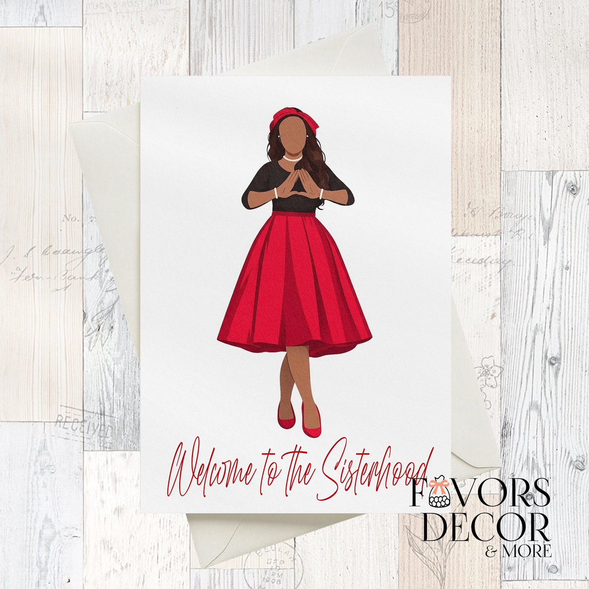 Greeting Cards – Delta Sigma Theta Welcome to the Sisterhood Sorority Card with Pearl Envelope