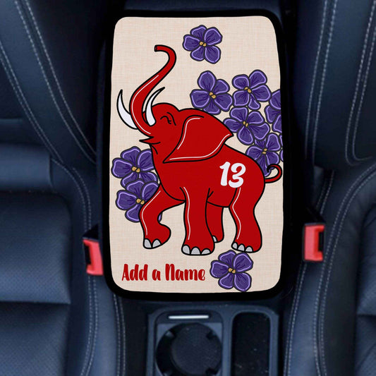 Car Center Console Cover - Delta Sigma Theta | Red Elephant, Line Number and African Violets - Favors Decor and More