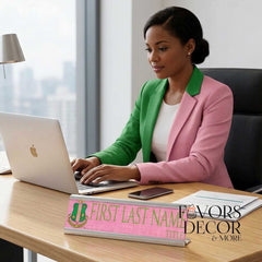 Desk Name Plate | Alpha Kappa Alpha Personalized Sorority Desk Nameplate - Favors Decor and More