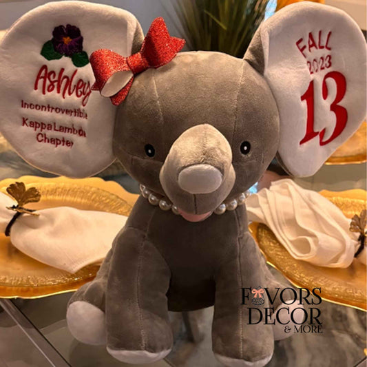 Elephant Crossing Gift - Delta Sigma Theta Sorority Personalized Keepsake Stuffed Animal Elephant - Favors Decor and More
