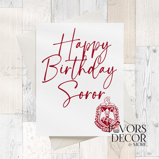 Greeting Cards – Delta Sigma Theta Happy Birthday Soror Sorority Card with Red Envelope - Favors Decor and More