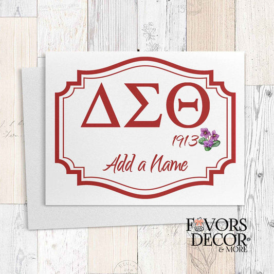 Greeting Cards - Delta Sigma Theta Sorority - Greek Letters and Name - Favors Decor and More