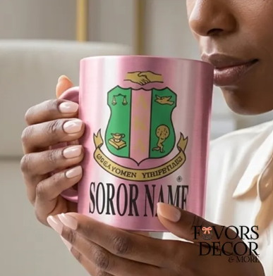 Mug | Alpha Kappa Alpha - Personalized Sorority Crest Pink