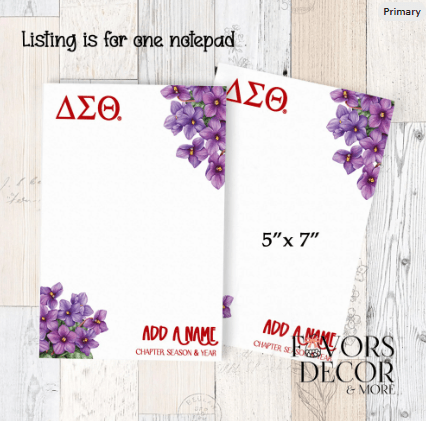 Notepad | Delta Sigma Theta - Personalized Violet Corners - Favors Decor and More
