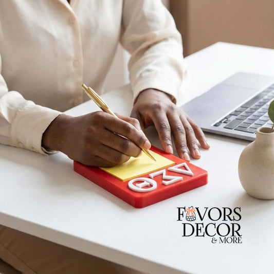 Post It Notes Sticky Note Holder - Delta Sigma Theta Greek Letters | Desk Accessory