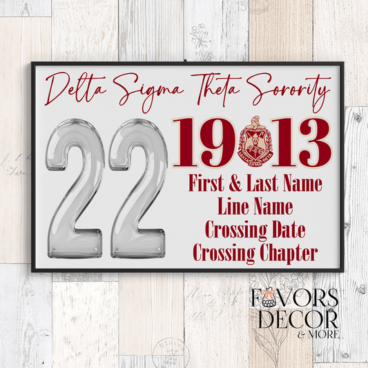 Poster - Delta Sigma Theta Crossing Poster Sorority Wall Art Keepsake Poster Clear Number - Favors Decor and More
