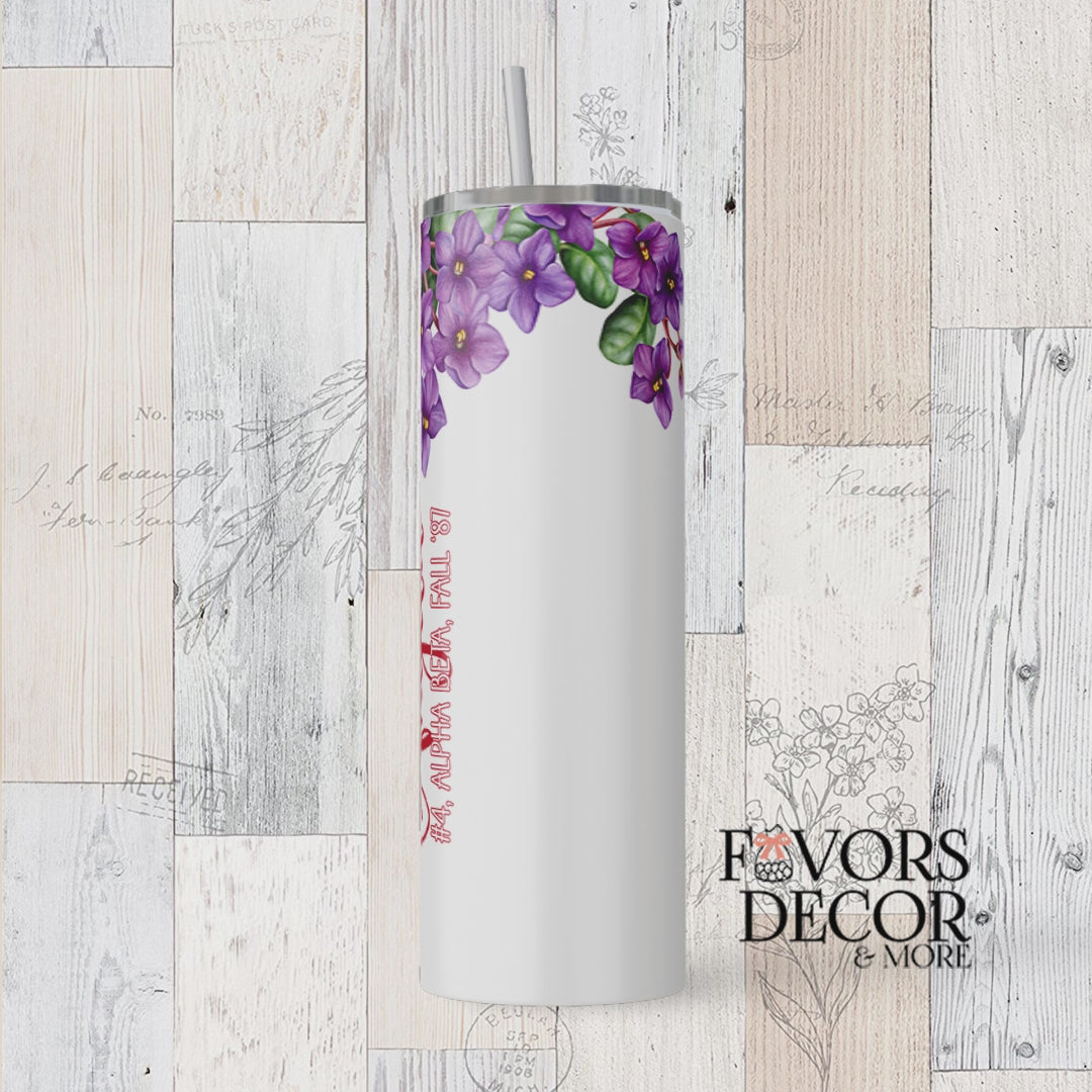 Tumbler - Delta Sigma Theta | African Violets Floral Bouquet Topper